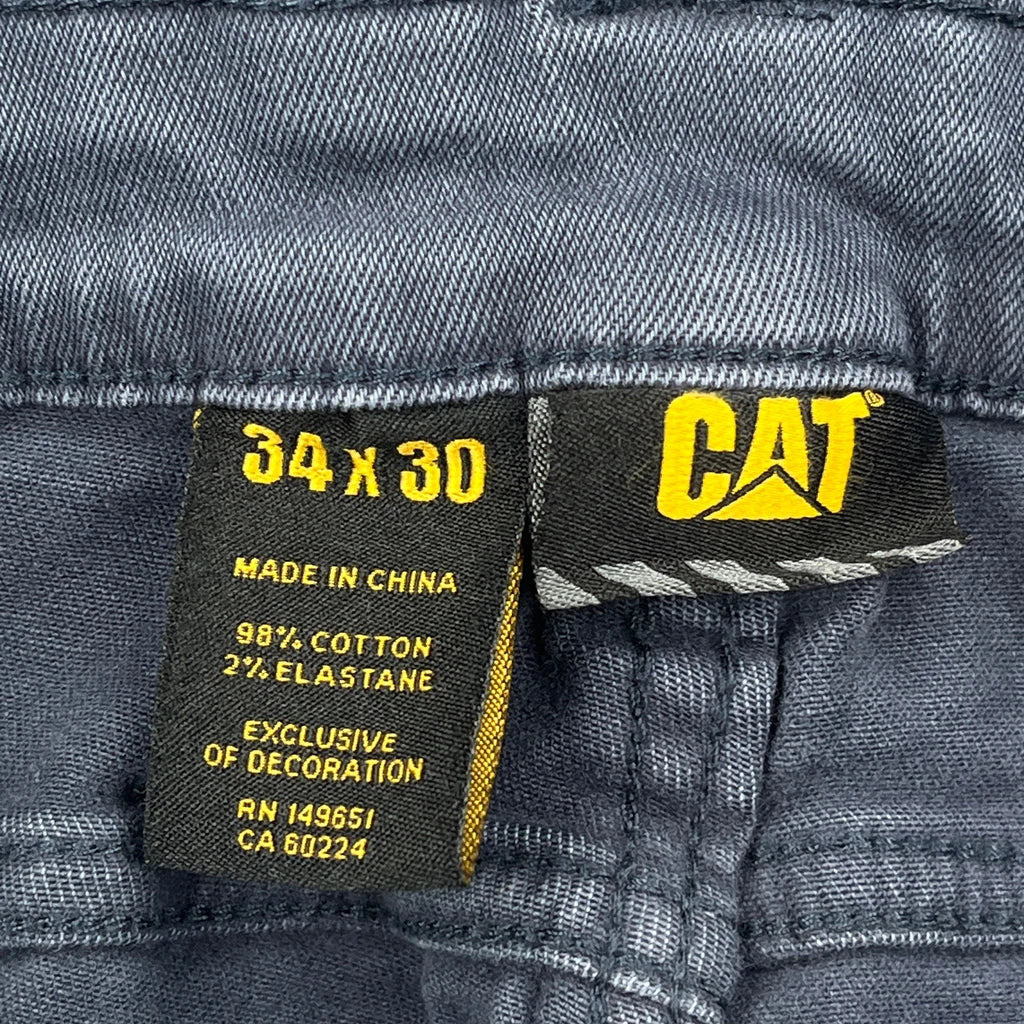 Cat Double Knee Carpenter Trousers - 30W 28L Blue Cotton - Image 6