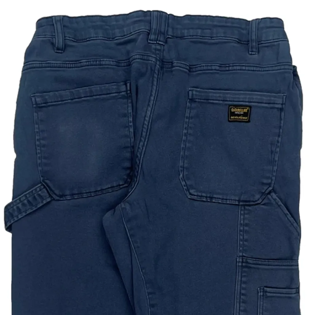 Cat Double Knee Carpenter Trousers - 30W 28L Blue Cotton - Image 8