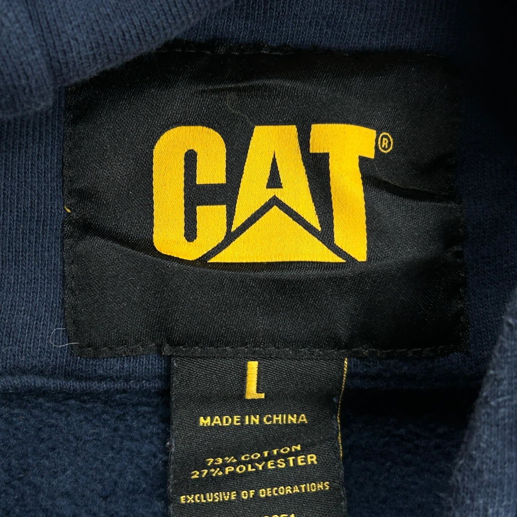 Cat Workwear Hoodie - Large Blue Cotton Blend - Image 3