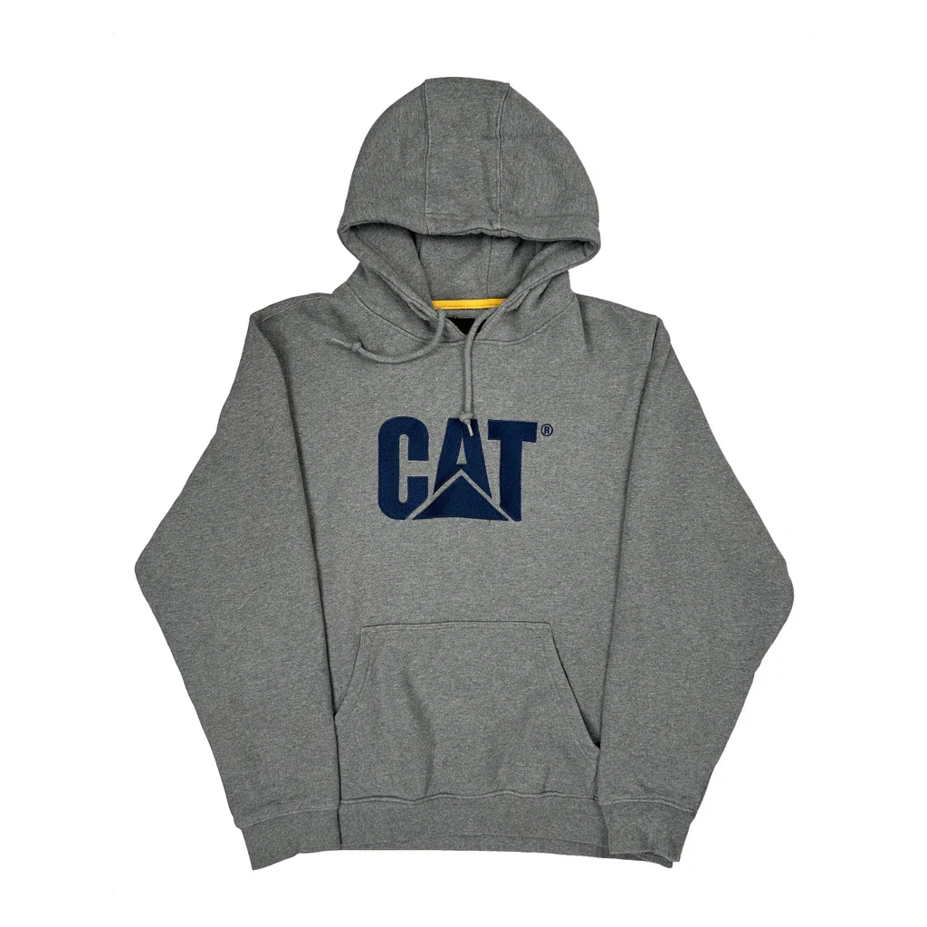 Cat Workwear Hoodie - XL Grey Cotton Blend