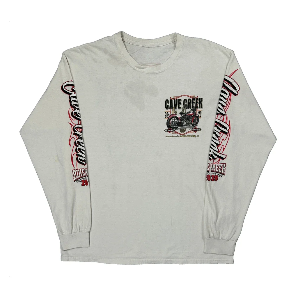 Cave Creek Bike Week 2020 Unbranded Graphic Long Sleeve T-Shirt - Medium White Cotton