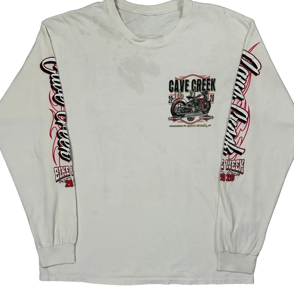 Cave Creek Bike Week 2020 Unbranded Graphic Long Sleeve T-Shirt - Medium White Cotton - Image 5