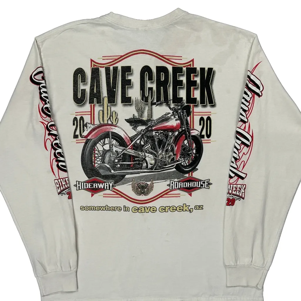 Cave Creek Bike Week 2020 Unbranded Graphic Long Sleeve T-Shirt - Medium White Cotton - Image 6