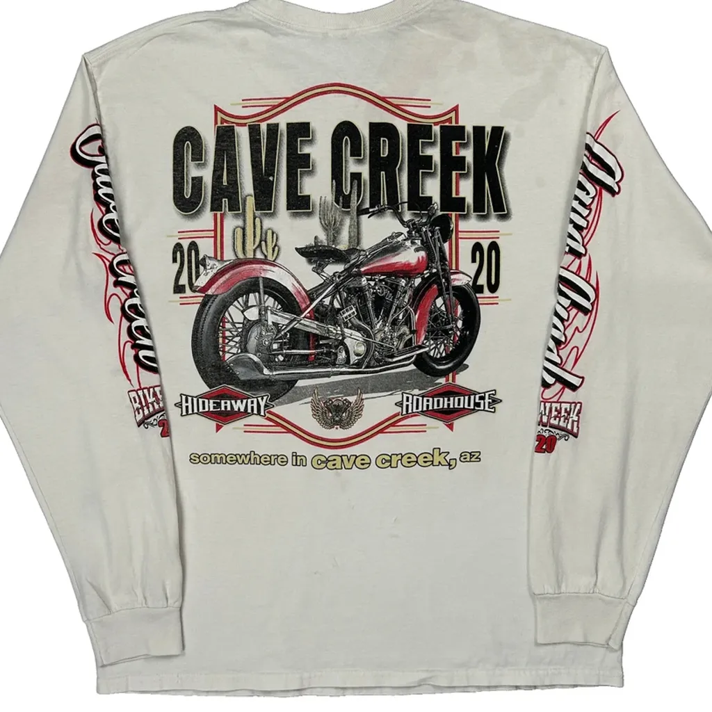 Cave Creek Bike Week 2020 Unbranded Graphic Long Sleeve T-Shirt - Medium White Cotton - Image 7