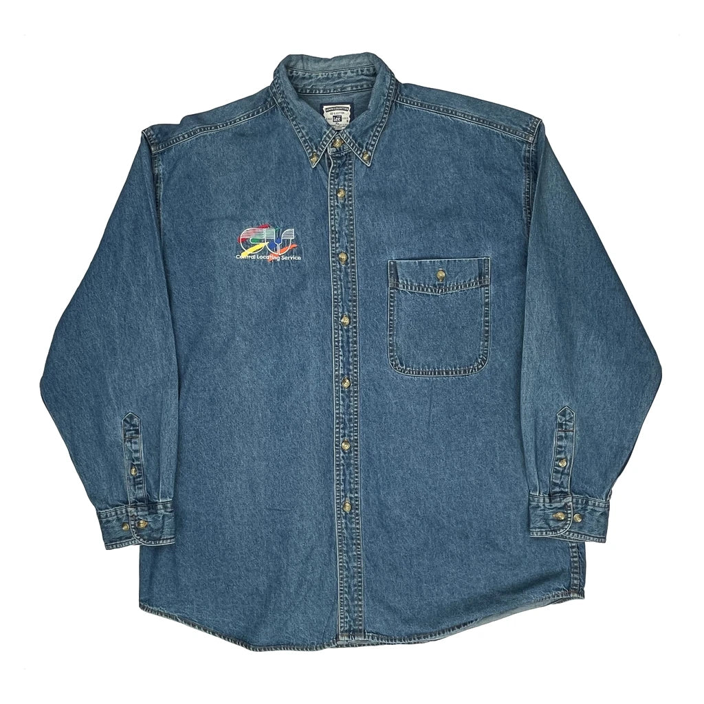 Central Logistics Service Logo Lee Denim Shirt - XL Blue Cotton