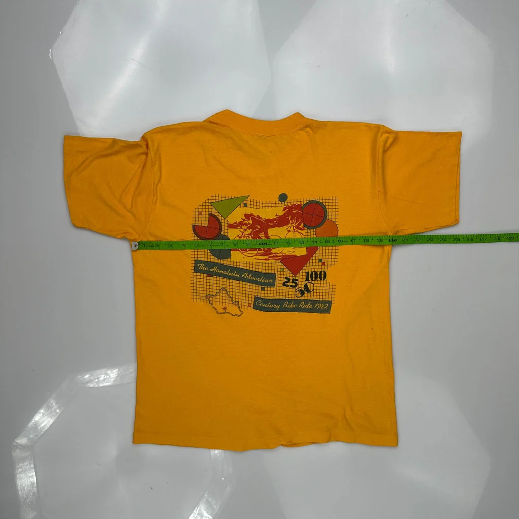 Century Bike Ride 1982 Unbranded Single Stitch T-Shirt - Medium Yellow Cotton - Image 3