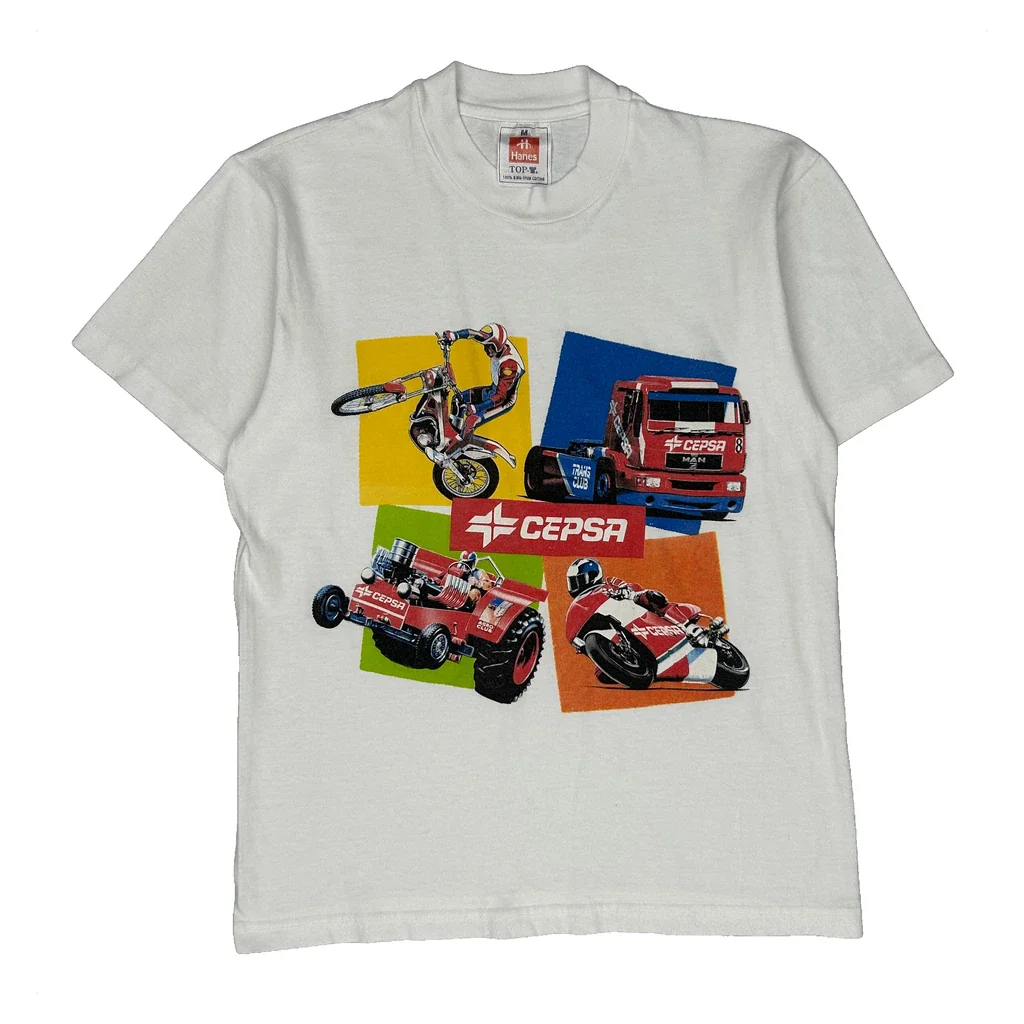 Cepsa Hanes Graphic T-Shirt - Medium White Cotton