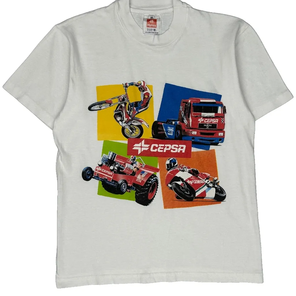 Cepsa Hanes Graphic T-Shirt - Medium White Cotton - Image 4
