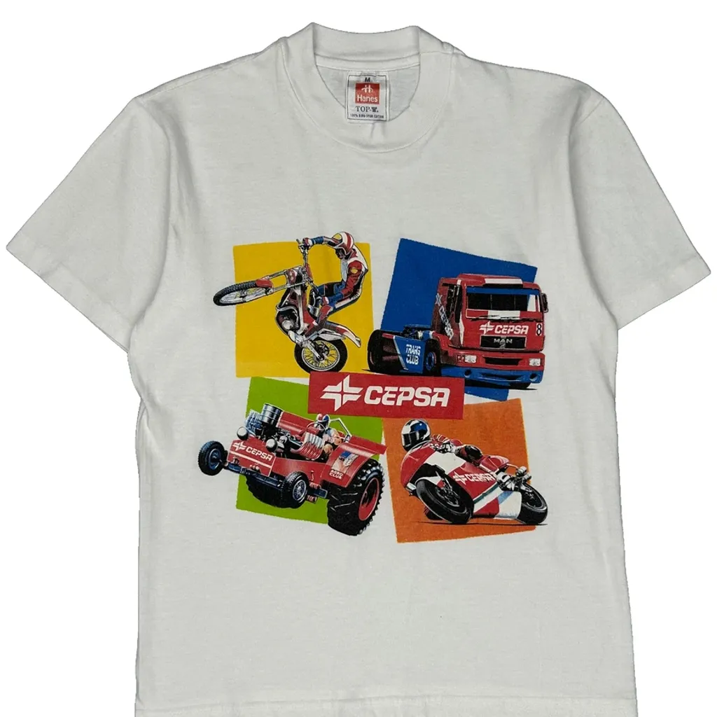 Cepsa Hanes Graphic T-Shirt - Medium White Cotton - Image 5