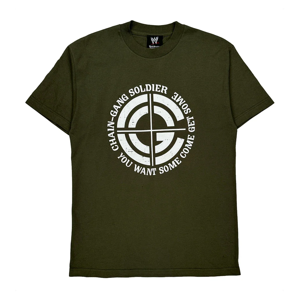 Chain-Gang Soldier Wwe T-Shirt - Medium Green Cotton