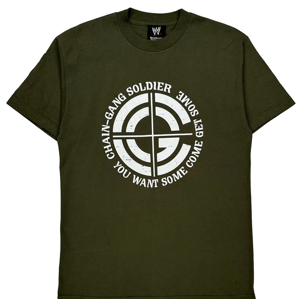 Chain-Gang Soldier Wwe T-Shirt - Medium Green Cotton - Image 4