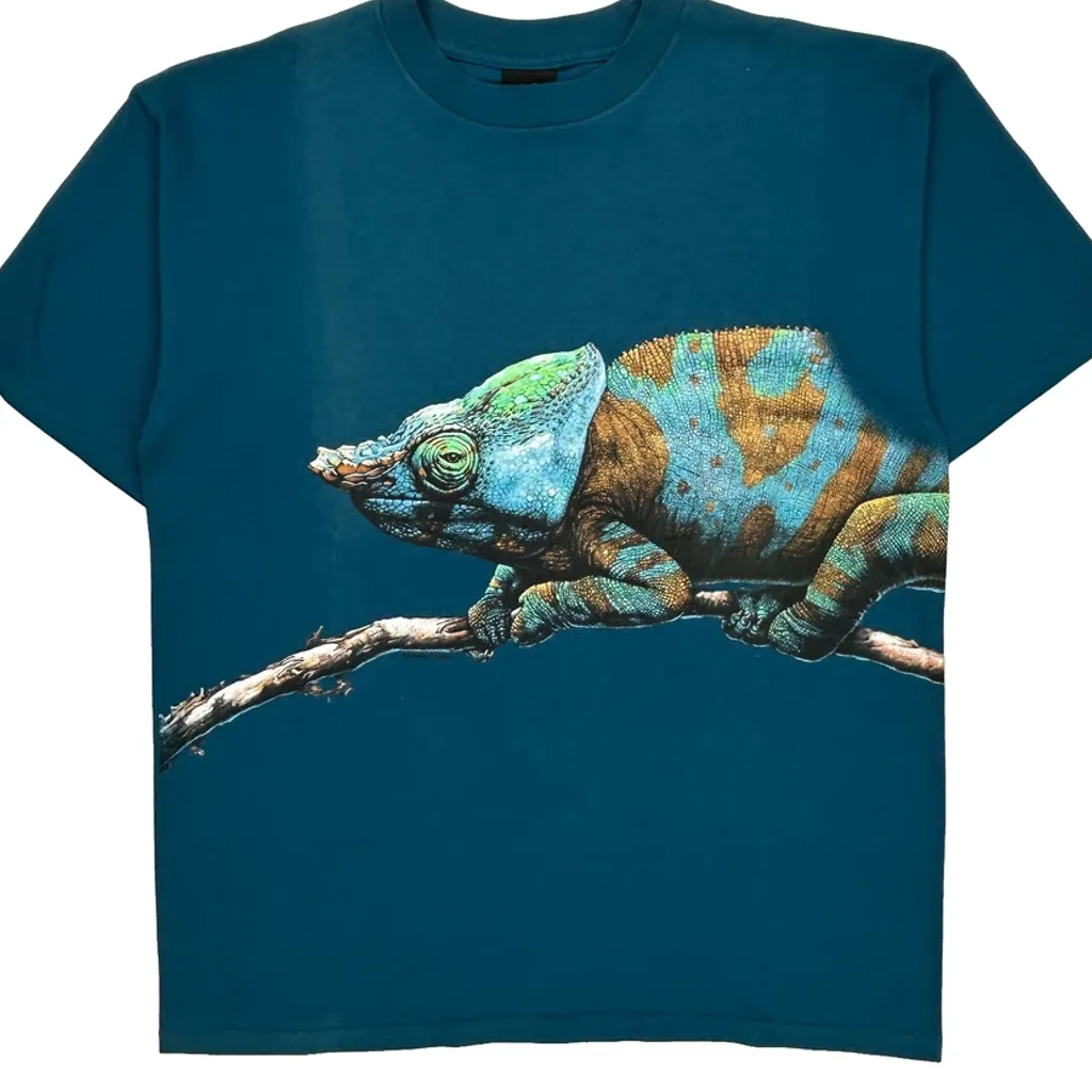 Chameleon Aop Habitat Graphic T-Shirt - XL Blue Cotton - Image 4