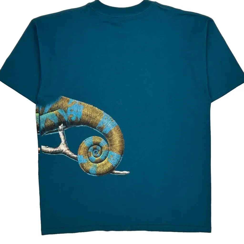 Chameleon Aop Habitat Graphic T-Shirt - XL Blue Cotton - Image 7