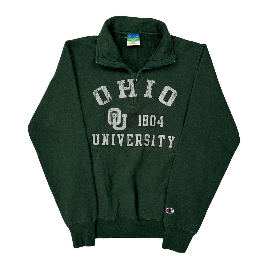 Champion College 1/4 Zip - XS Green Cotton Blend