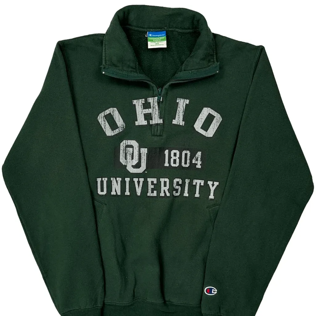 Champion College 1/4 Zip - XS Green Cotton Blend - Image 5