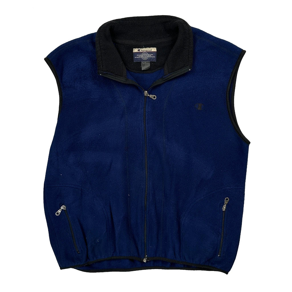 Champion Fleece Jacket - Large Blue Polyester