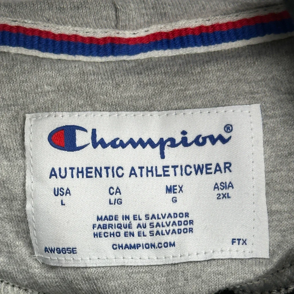 Champion Spellout Hoodie - Large Black Cotton - Image 3