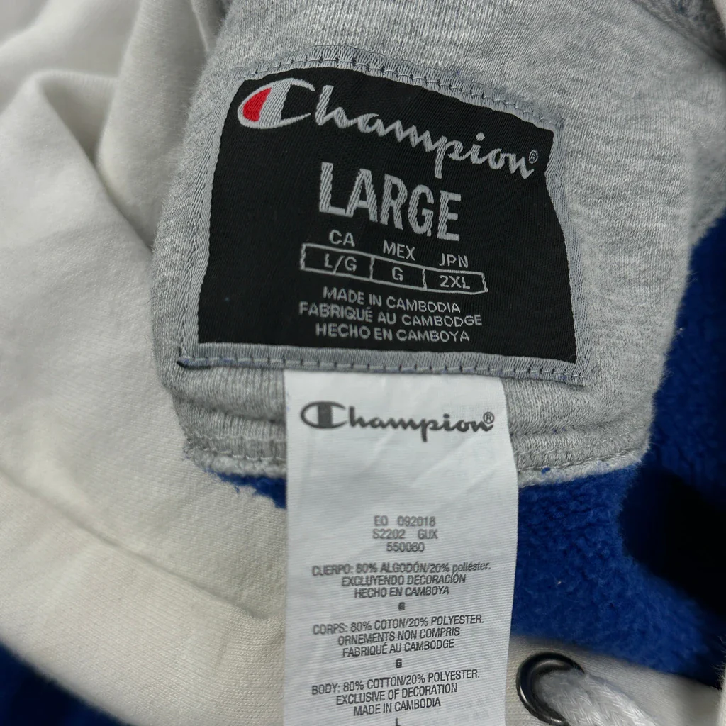 Champion Hoodie - Large Blue Cotton Blend - Image 3