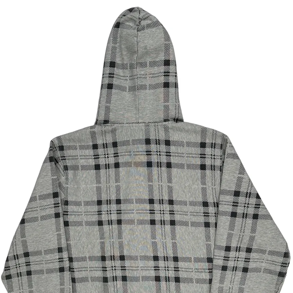 Champion Checked Hoodie - Large Grey Cotton - Image 7