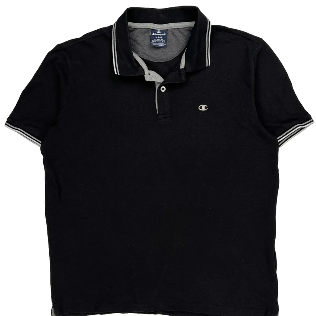 Champion Polo Shirt - Large Black Cotton - Image 4