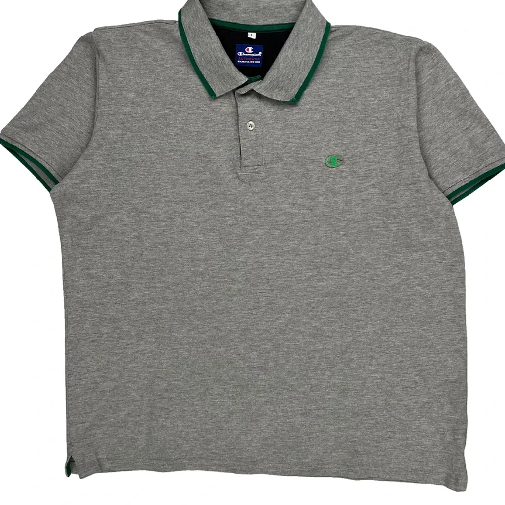 Champion Polo Shirt - Large Grey Cotton - Image 4