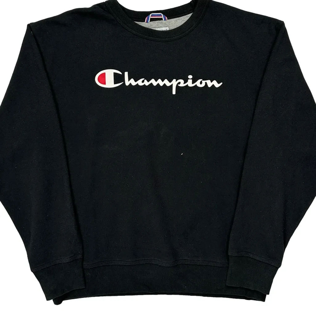Champion Spellout Sweatshirt - Large Black Cotton - Image 4