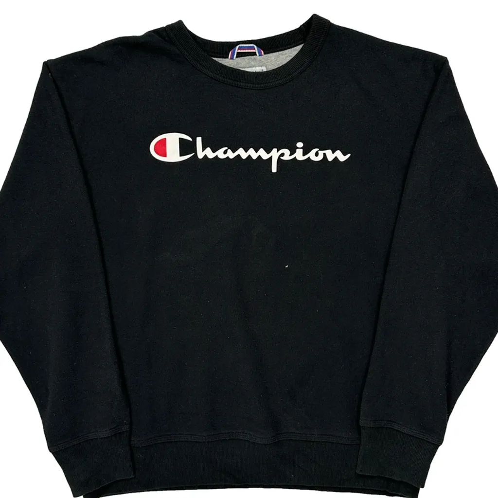 Champion Spellout Sweatshirt - Large Black Cotton - Image 5
