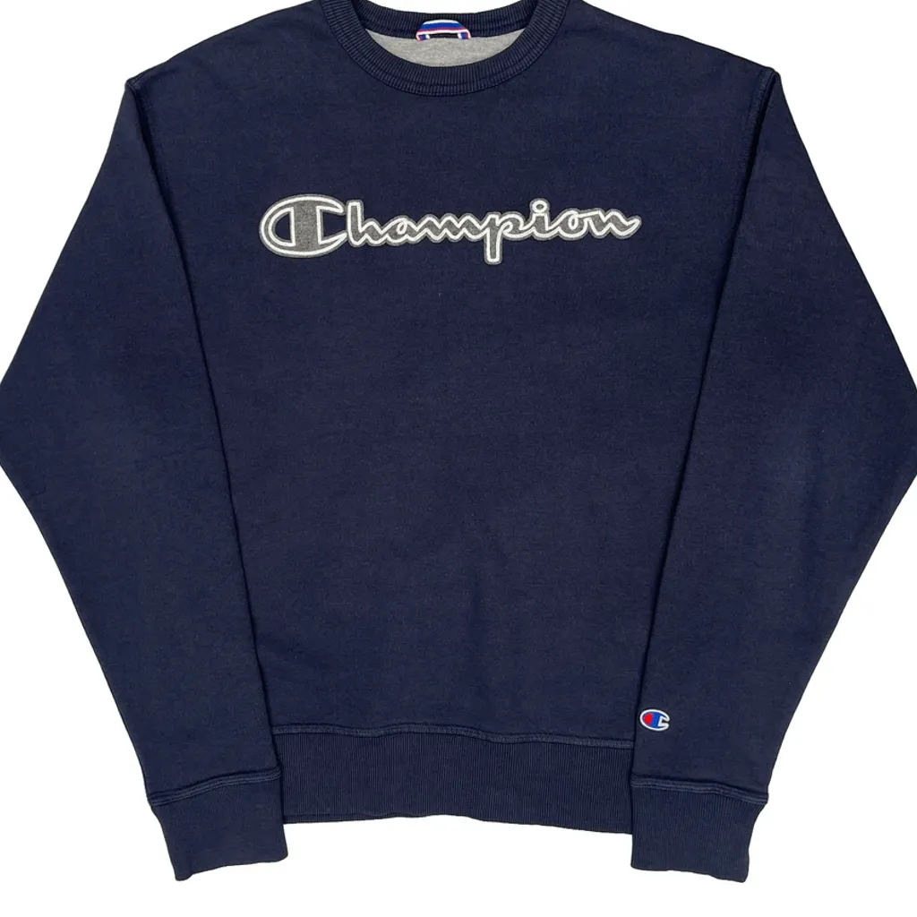 Champion Spellout Sweatshirt - Medium Navy Cotton - Image 4
