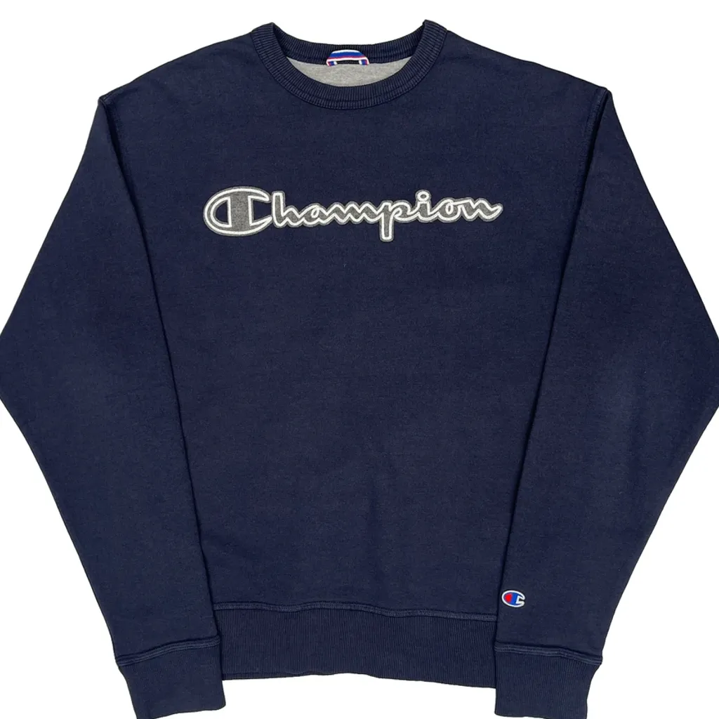 Champion Spellout Sweatshirt - Medium Navy Cotton - Image 5