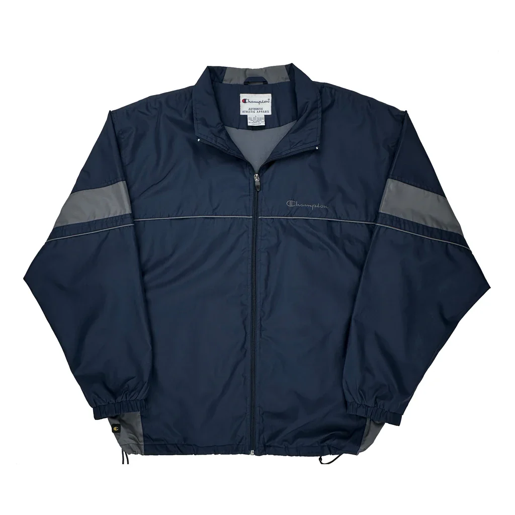 Champion Windbreaker - Large Blue Polyester