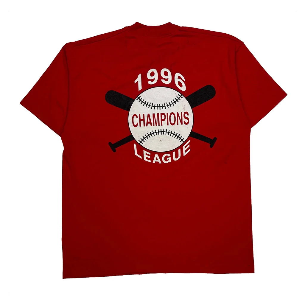 Champions League 1996 Fruit Of The Loom Single Stitch T-Shirt - Large Red Cotton Blend - Image 2