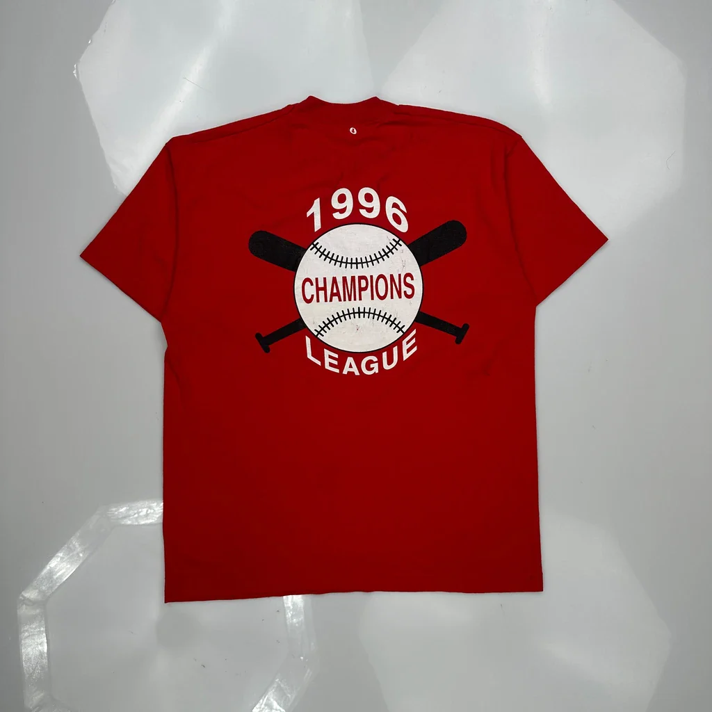 Champions League 1996 Fruit Of The Loom Single Stitch T-Shirt - Large Red Cotton Blend - Image 3