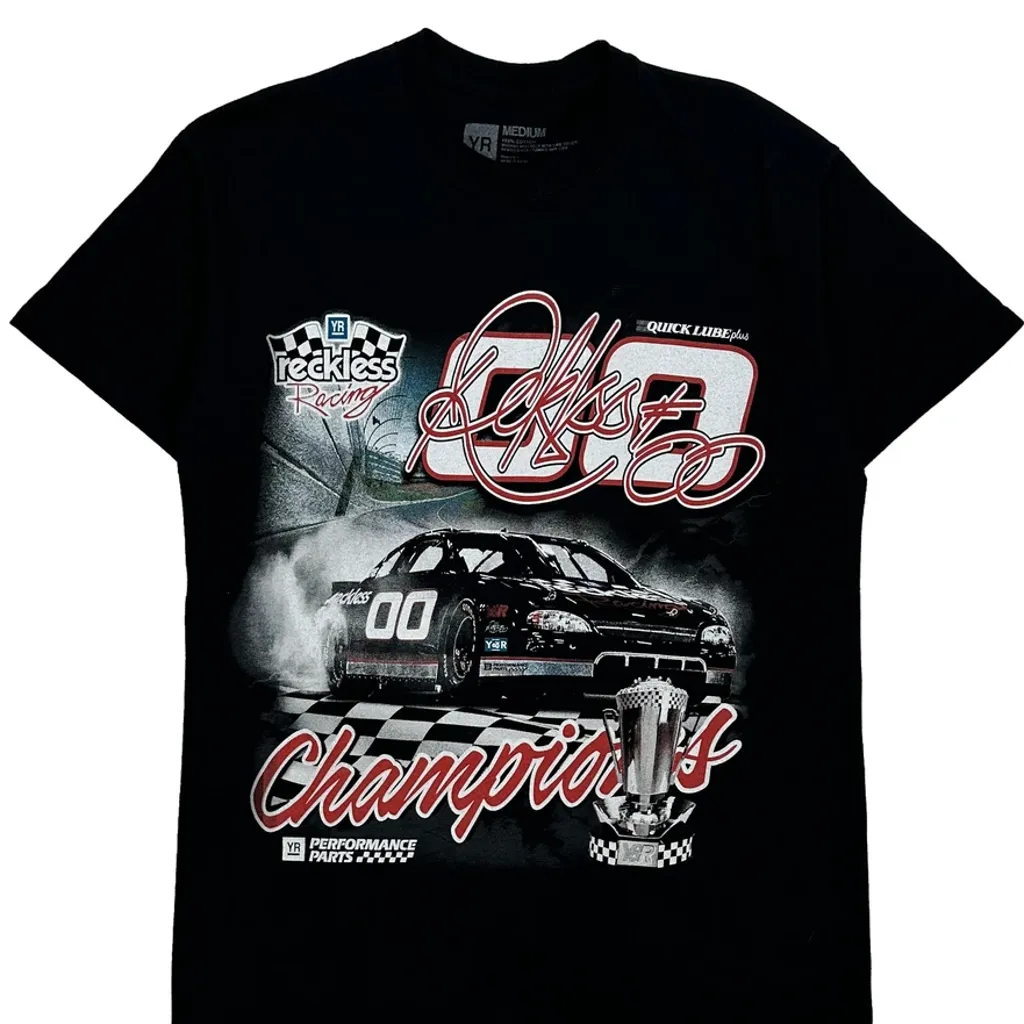 Champions Unbranded Graphic T-Shirt - Medium Black Cotton - Image 4