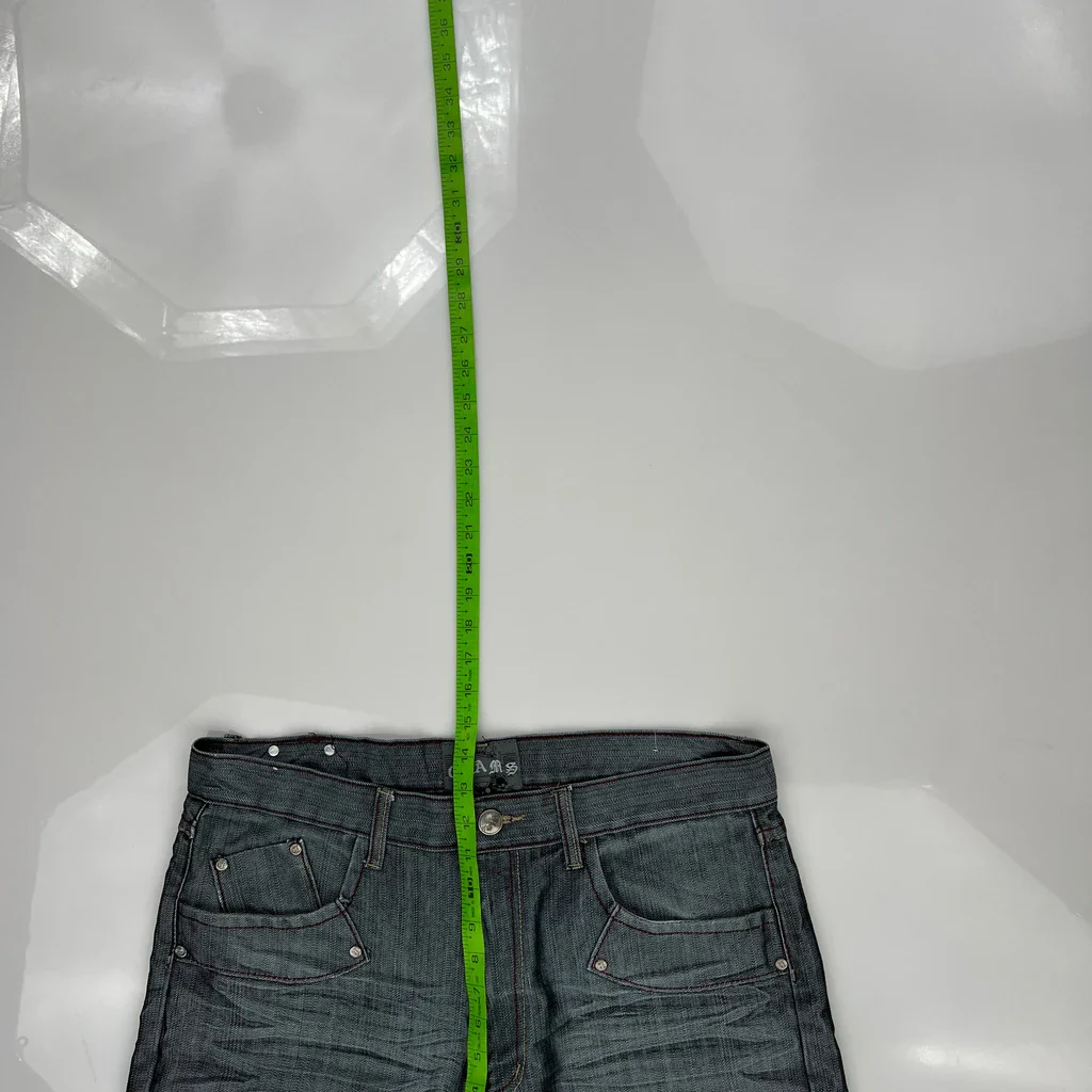 Chams Baggy Denim Shorts - 36W 15L Gray Denim - Image 4