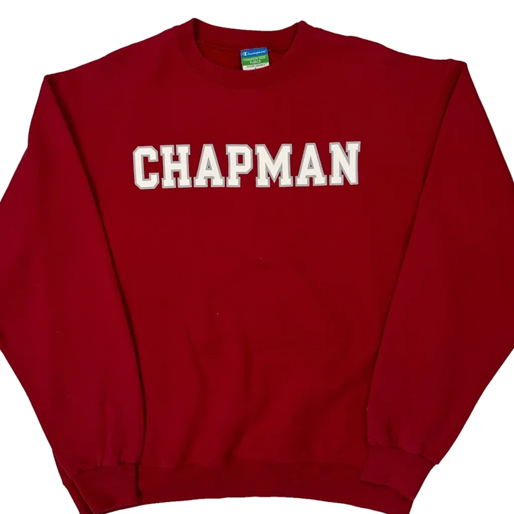 Chapman Champion College Sweatshirt - Large Red Cotton - Image 4