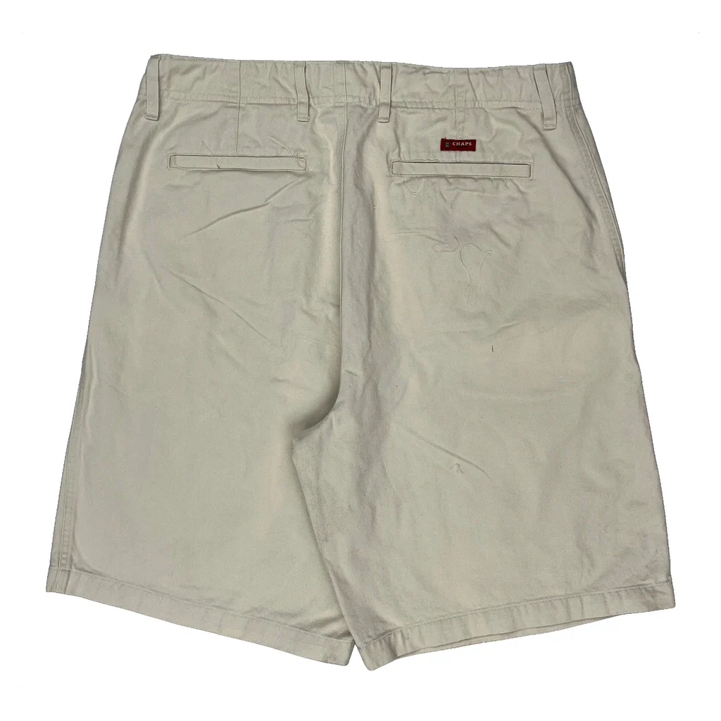 Chaps Denim Chino Shorts - 34W 9L Beige Cotton