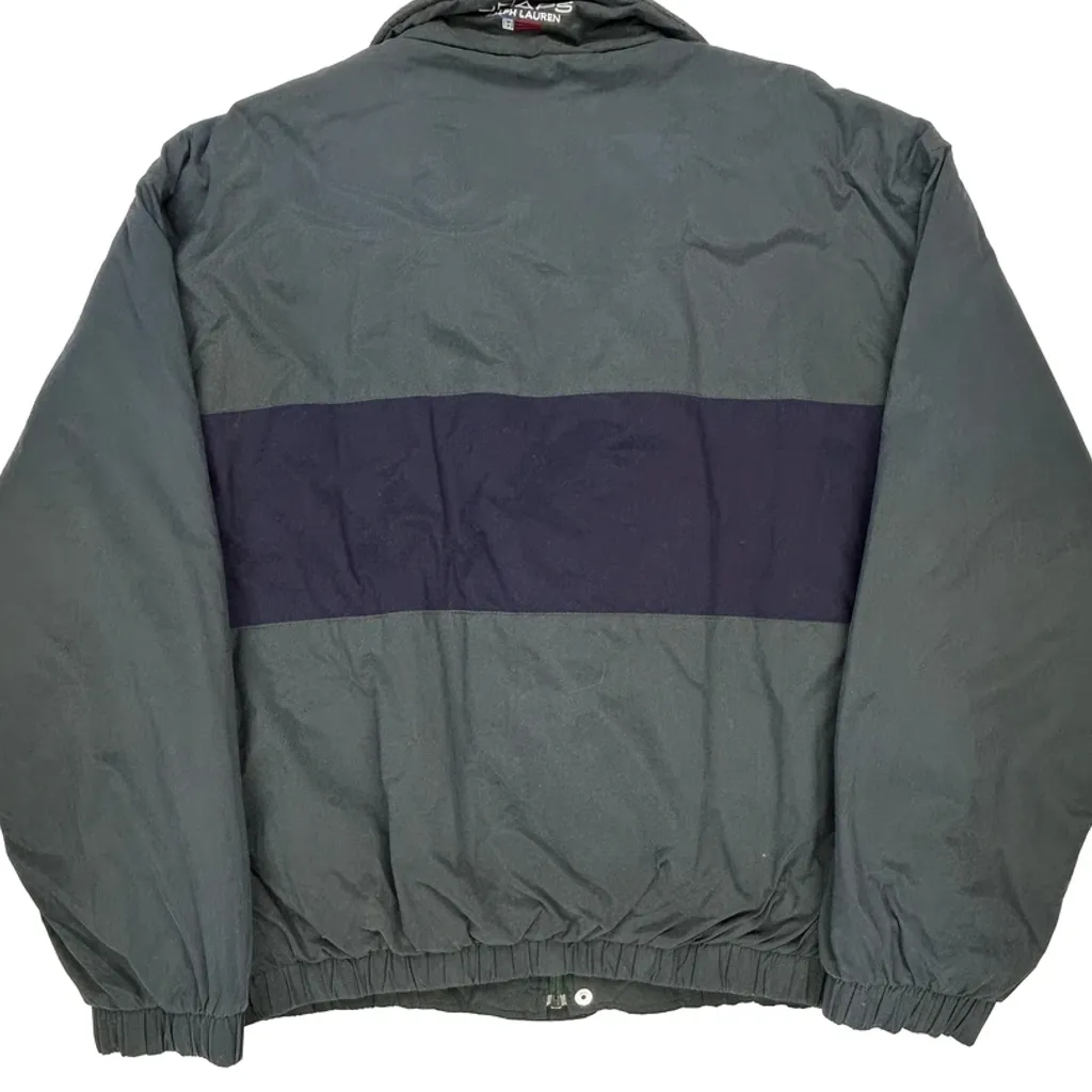 Chaps Ralph Lauren Bomber Jacket - XL Gray Nylon - Image 7
