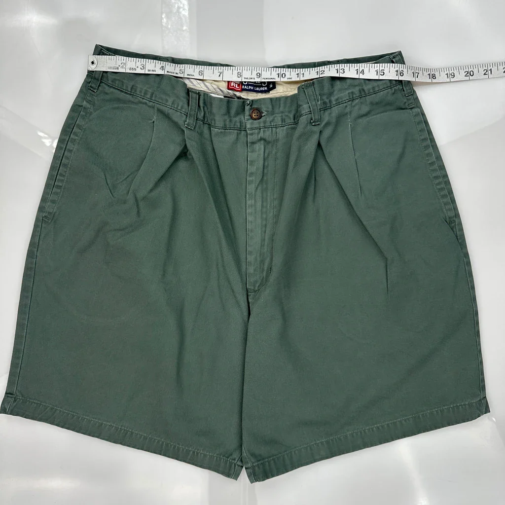 Chaps Ralph Lauren Chino Shorts - 34W 7L Green Cotton - Image 3