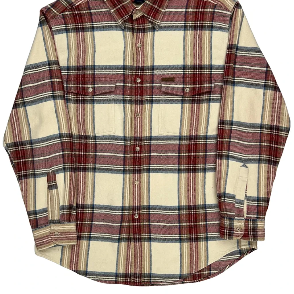 Chaps Ralph Lauren Checked Flannel Shirt - Large Cream Cotton - Image 5