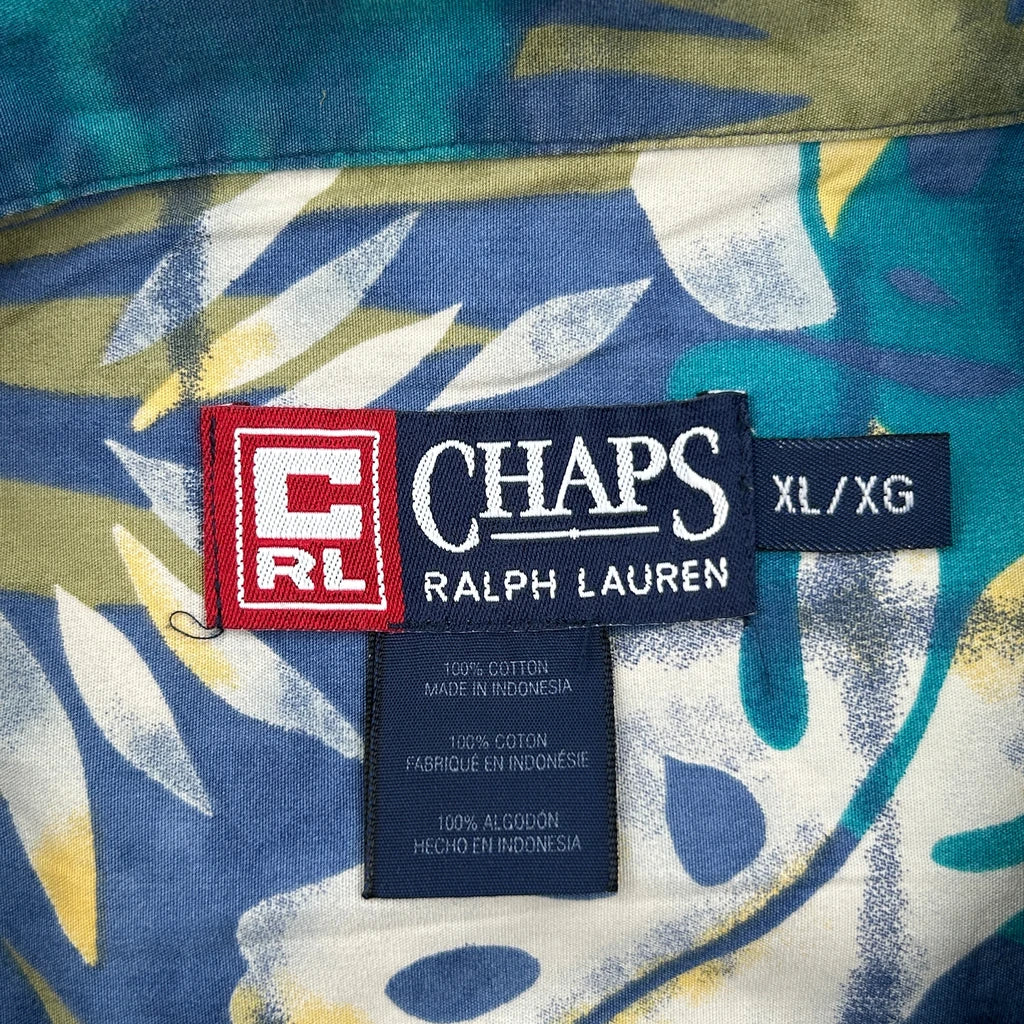 Chaps Ralph Lauren Floral Hawaiian Shirt - XL Blue Cotton - Image 3