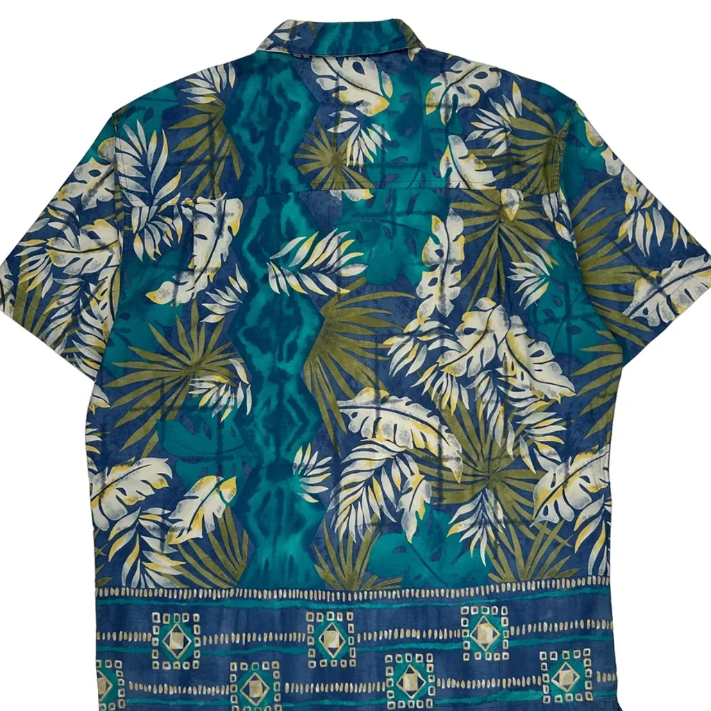 Chaps Ralph Lauren Floral Hawaiian Shirt - XL Blue Cotton - Image 6