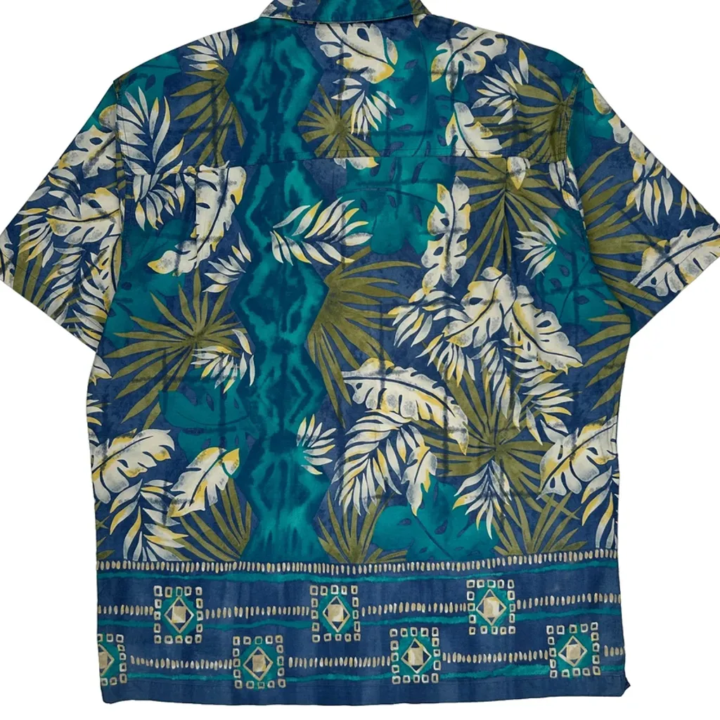 Chaps Ralph Lauren Floral Hawaiian Shirt - XL Blue Cotton - Image 7