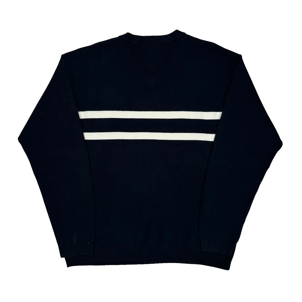 Chaps Ralph Lauren Striped Jumper - XL Navy Cotton - Image 2