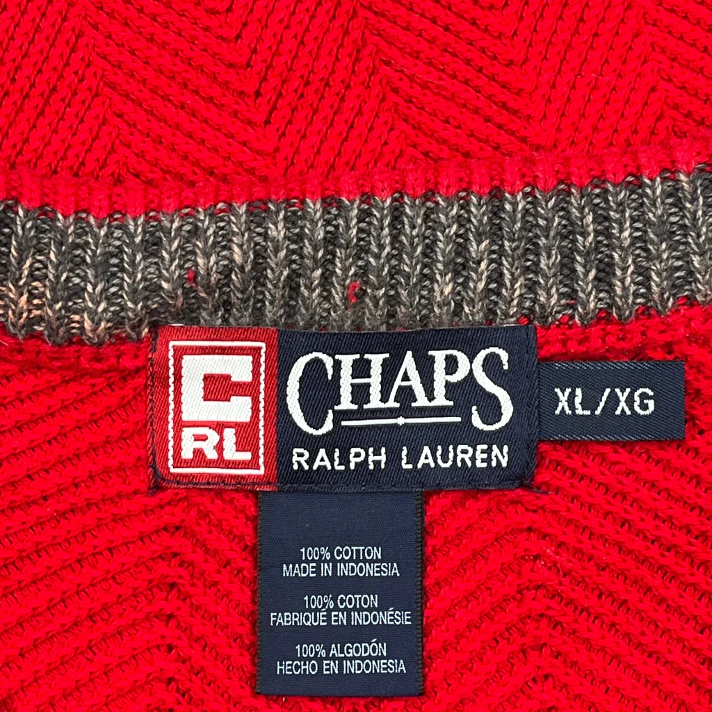 Chaps Ralph Lauren Jumper - XL Red Cotton - Image 3