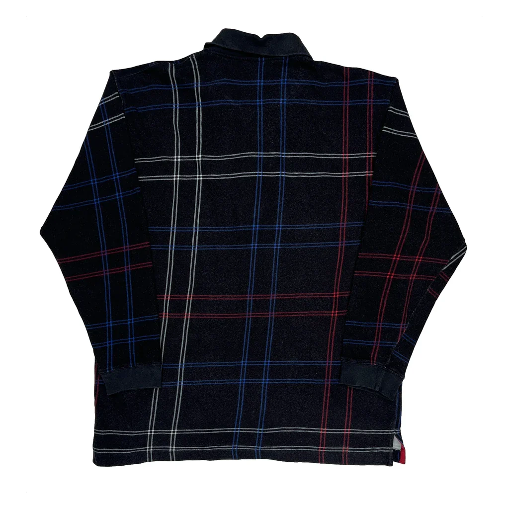 Chaps Ralph Lauren Checked Long Sleeve Polo Shirt - Large Black Cotton - Image 2
