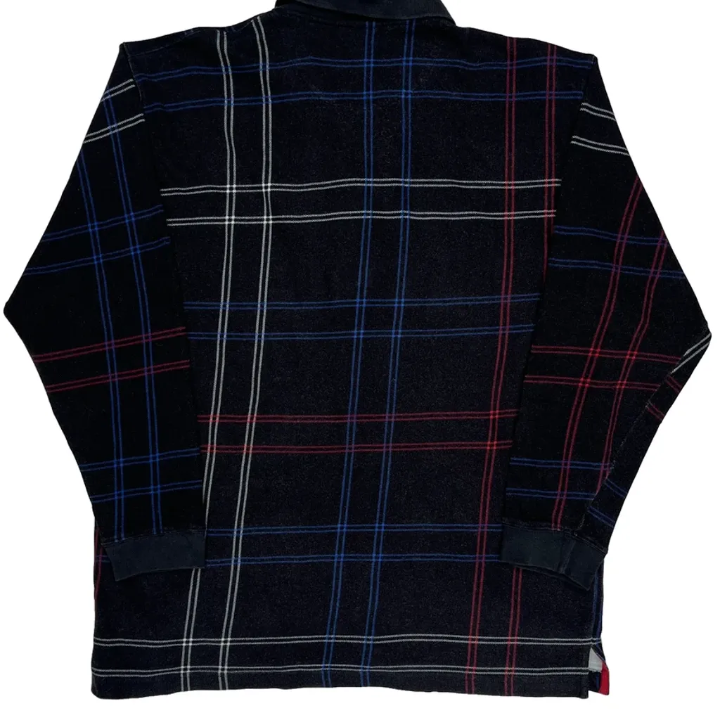 Chaps Ralph Lauren Checked Long Sleeve Polo Shirt - Large Black Cotton - Image 7