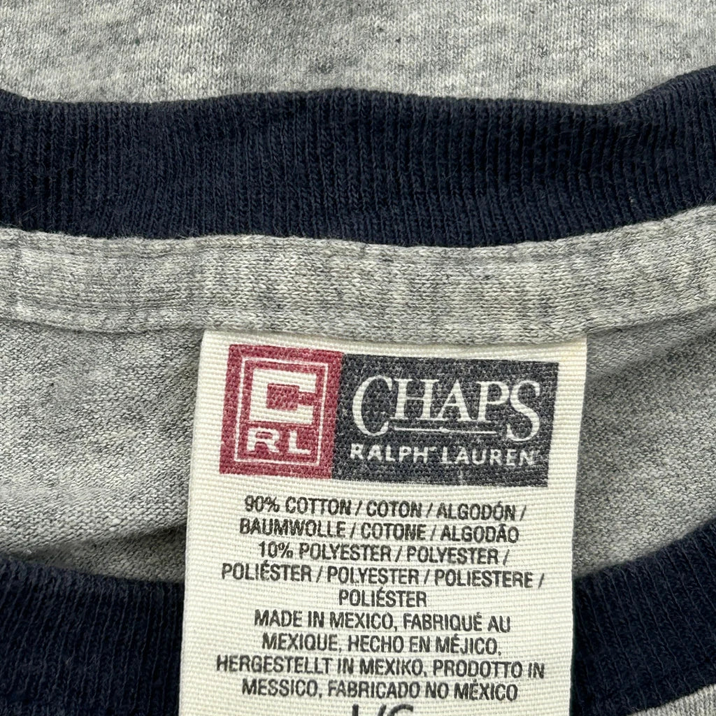 Chaps Ralph Lauren Spellout Long Sleeve T-Shirt - Large Grey Cotton - Image 3