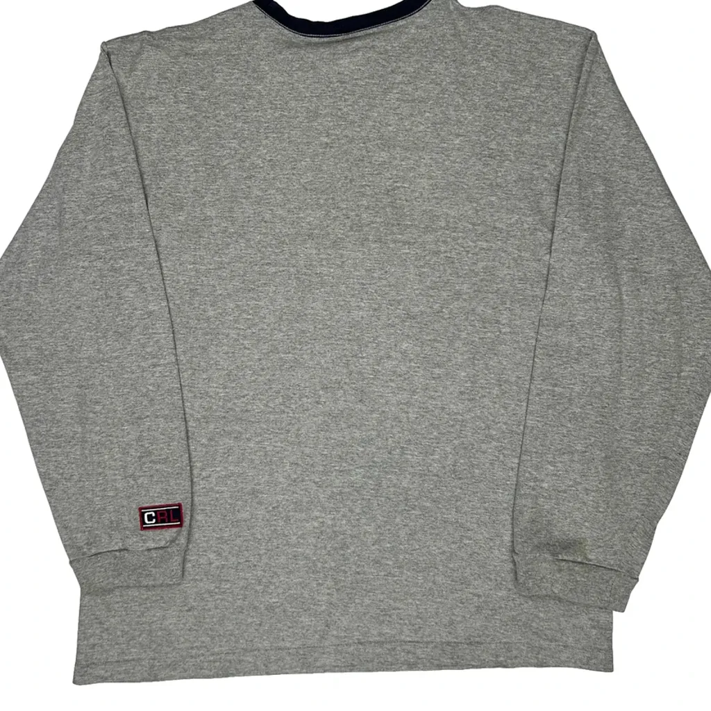 Chaps Ralph Lauren Spellout Long Sleeve T-Shirt - Large Grey Cotton - Image 6