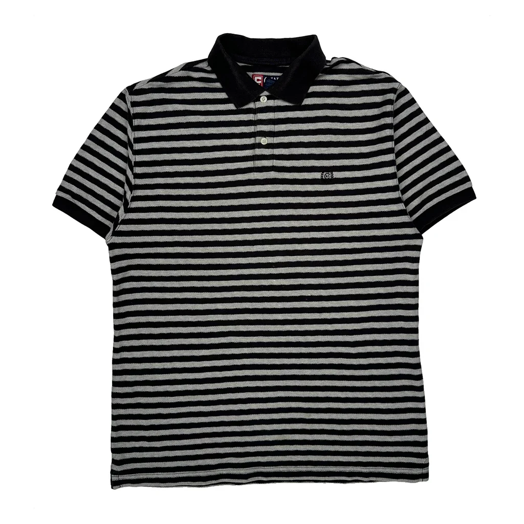 Chaps Ralph Lauren Striped Polo Shirt - Medium Black & White Cotton