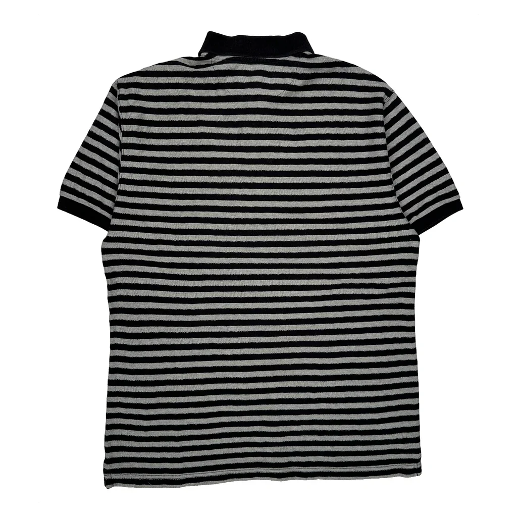 Chaps Ralph Lauren Striped Polo Shirt - Medium Black & White Cotton - Image 2